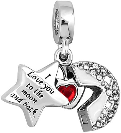 Amazon.com: CharmSStory Heart I Love You To The Moon and Back Charm Jewelry Photo Beads For Bracelets (White): Clothing, Shoes & Jewelry