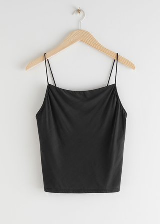 Fitted Cupro Blend Top - Black - Tanktops & Camisoles - & Other Stories