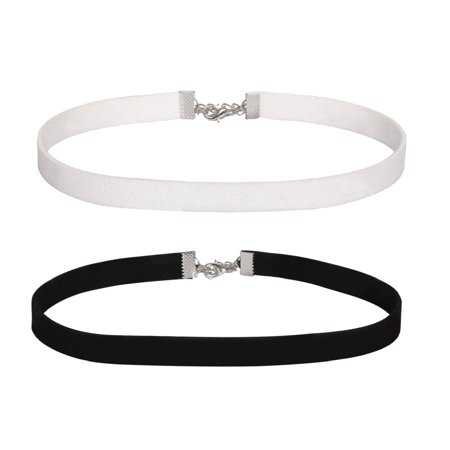 BodyJ4You Choker Necklace Black White Velvet Ribbon Gothic Collar Girl 2 Pieces - Walmart.com