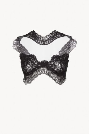 Embroidered tulle top | Black