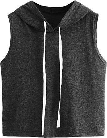 SweatyRocks Women's Summer Sleeveless Hooded Crop Tank Top T-Shirt Grey Small at Amazon Women’s Clothing store