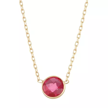 10k Gold Lab-Created Ruby Circle Pendant Necklace