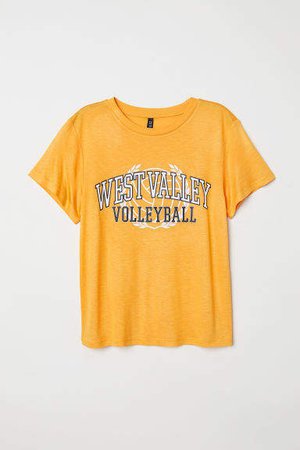 T-shirt with Printed Motif - Orange