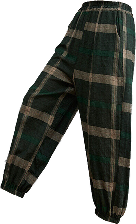 green tartan plaid harem pants loose fit baggy comfy