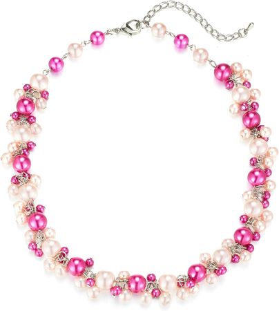 Amazon.com: Beaded Pearl Necklace - Elegant Pearl Choker Necklaces for Women Fashion Jewelry Birthday Gift for Mom(Hot pink): Clothing, Shoes & Jewelry