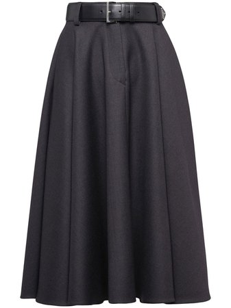 Prada high-waisted Belted Wool Skirt - Farfetch