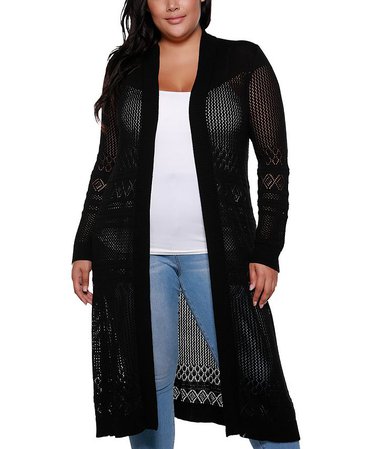 Belldini Plus Size Pointelle-Stitch Duster Cardigan & Reviews - Sweaters - Plus Sizes - Macy's