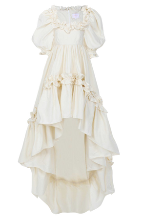 cream ruffled dress