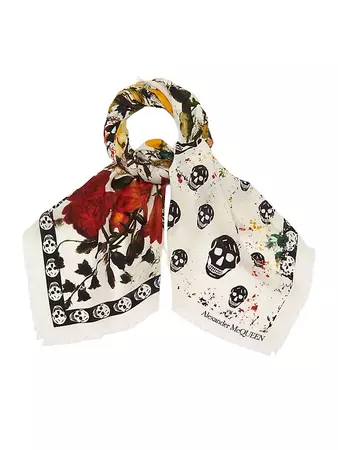 Shop Alexander McQueen Floral Skull Wool Scarf | Saks Fifth Avenue