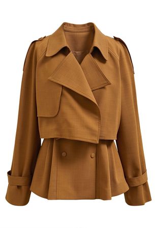 Belted Vest and Storm Flap Jacket Set in Caramel - Retro, Indie and Unique Fashion
