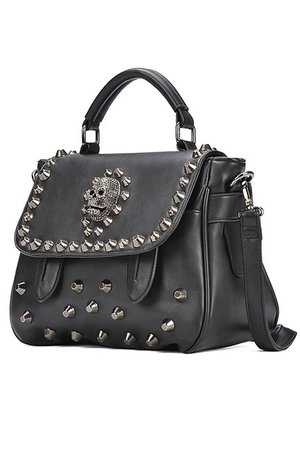 *clipped by @luci-her* OASAP Studded Skull Black Pu Leather Shoulder Bag - Tradesy
