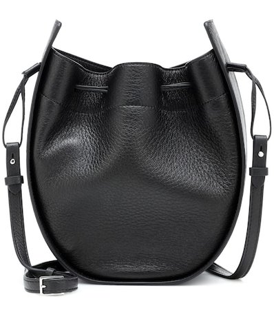 Drawstring leather shoulder bag