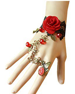 Amazon.com: QTMY Black Butterfly Lace Ring Adjustable Bracelet Jewelry Set gift for women girl: Home & Kitchen