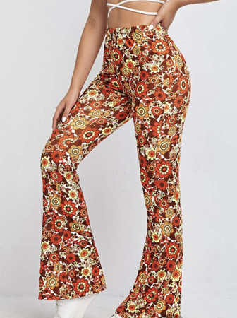 floral flared pants