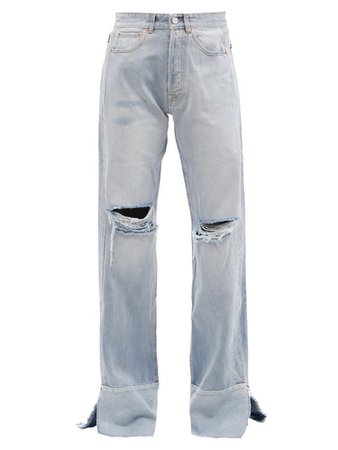 VETEMENTS Split-cuff wide-leg denim jeans