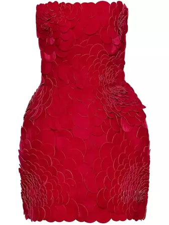 Oscar De La Renta Floral Appliqué Strapless Mini Dress - Farfetch