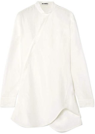 Asymmetric Satin Shirt - White