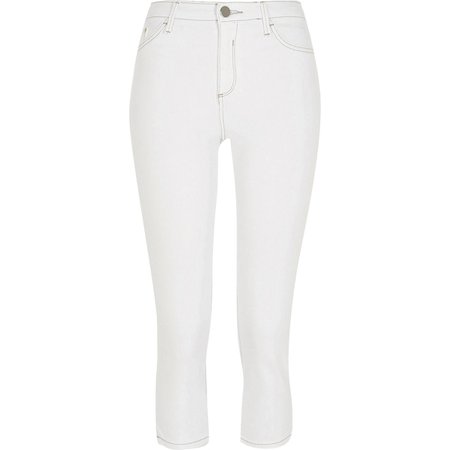 White Molly Mid Rise Pedal Pusher | River Island