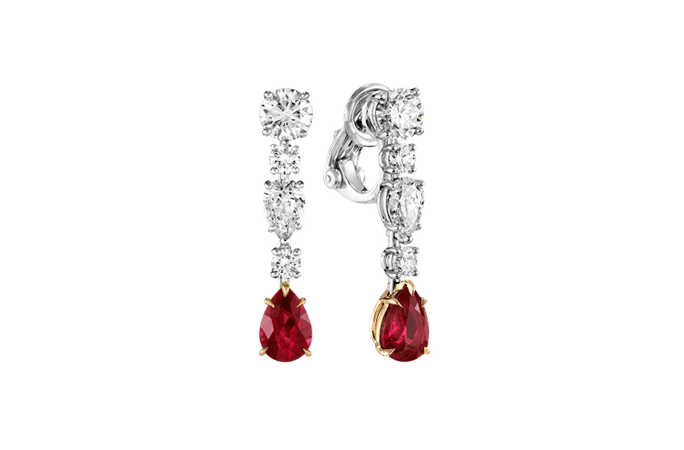 Diamond and Ruby Drop Earrings | Harry Winston