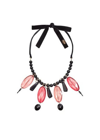 Violeta BY MANGO Pendant beads velvet necklace