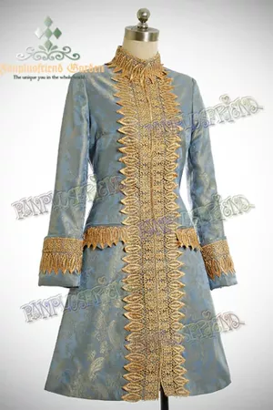 Victorian Mens Coat 18th Century Clothing Renaissance Costume Period Costume Vintage Wedding Mandarin Damask Jacket - Fanplusfriend Costume Store