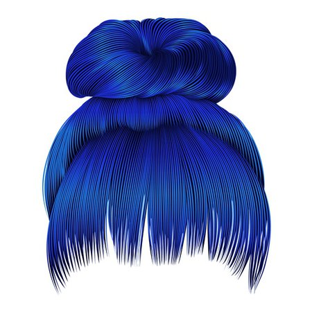 Premium Vector | Bun women hairs with fringe blue colors .
