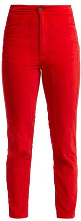 Velvet Trousers - Womens - Red