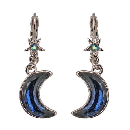 blue moon crescent earrings