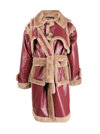 red brown shearling coat faux fur winter wear