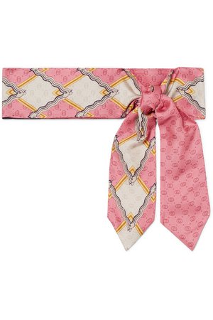 Gucci | Intarsia silk-twill scarf | NET-A-PORTER.COM