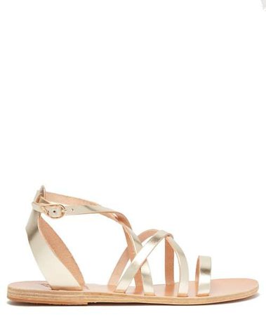 Delia Leather Sandals - Womens - Gold