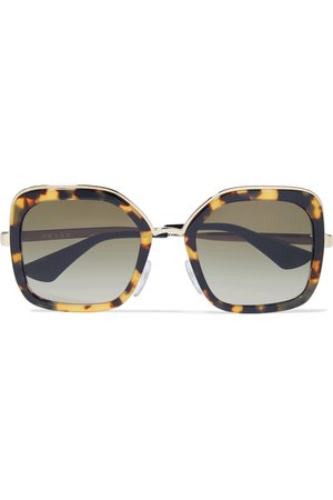 Prada | Square-frame tortoiseshell acetate and gold-tone sunglasses | NET-A-PORTER.COM