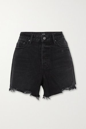 Jourdan Frayed Denim Shorts - Black