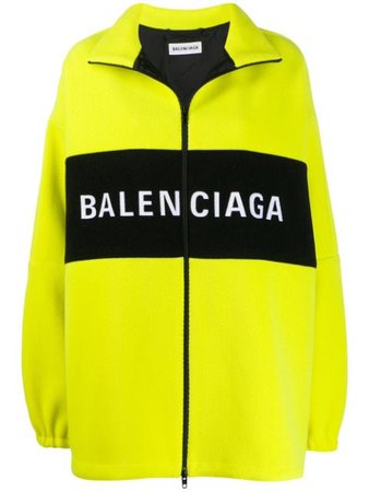 Balenciaga Oversized Zipped Logo Jacket 571248TGU08 Yellow | Farfetch