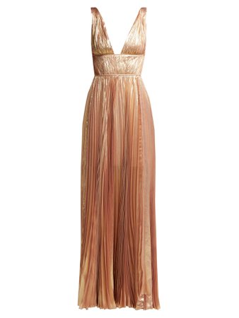Saint Laurent- Riley metallic silk-blend gown