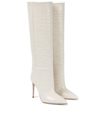Paris Texas - Croc-effect leather knee-high boots | Mytheresa