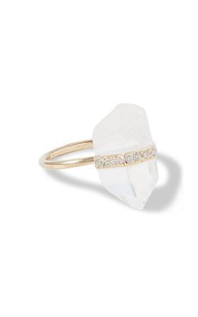 Crystalline Crystal Quartz Diamond Bar Ring By Jia Jia | Moda Operandi
