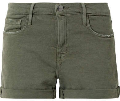 Le Cutoff Denim Shorts - Army green