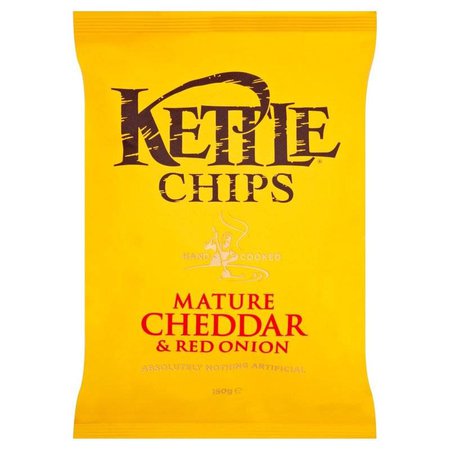 KETTLE CHIPS MATURE CHEDDAR & RED ONION 150G | Richmond's British Food Shop