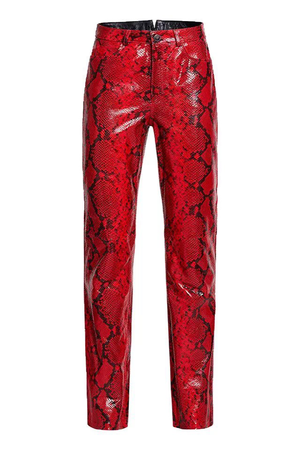 Red and Black Snakeskin Print Pants