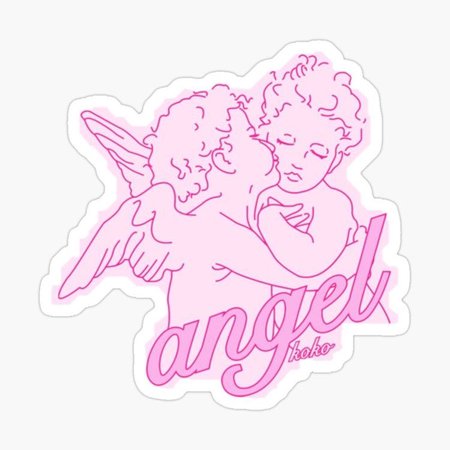 pink angel sticker