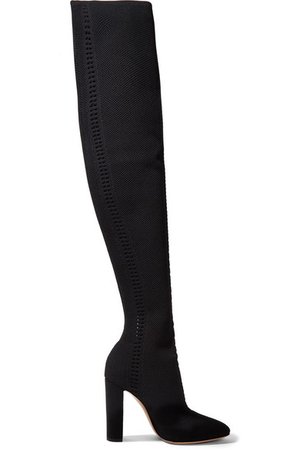 Gianvito Rossi | 105 perforated stretch-knit over-the-knee boots | NET-A-PORTER.COM