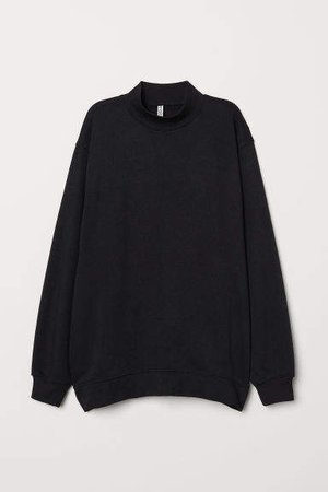 Mock-turtleneck Sweatshirt - Black