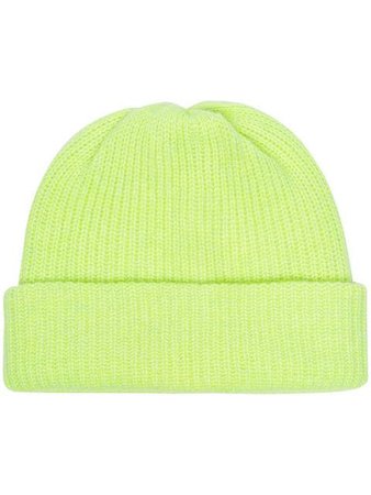 The Elder Statesman neon yellow cashmere beanie hat