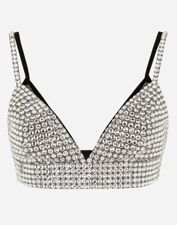 Shirts and Tops for Women | Dolce&Gabbana - Crystal mesh top