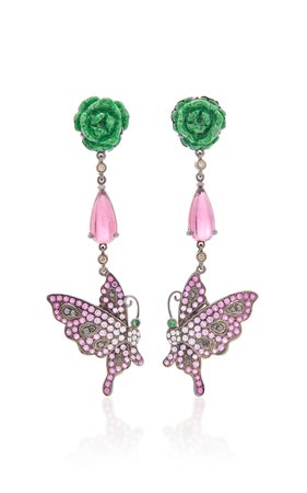 Pink Sapphire Butterfly Earrings by Wendy Yue | Moda Operandi