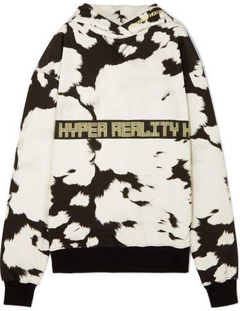 Oversized Embroidered Printed Cotton-jersey Hoodie - White