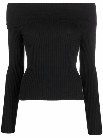 Shop Blumarine off-shoulder knitted jumper with Express Delivery - FARFETCH