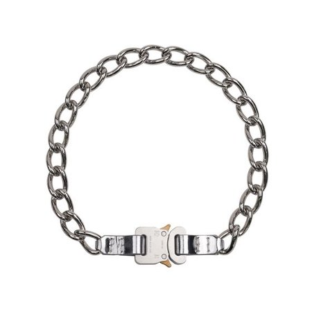 1017 ALYX 9SM CHAIN NECKLACE w/LEATHER DETAILS / GRY0002 : SILVER