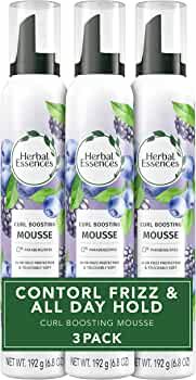 Amazon.com: Herbal Essences Curl Boosting Mousse for Curly Hair and Wavy Hair, Anti Frizz, All Day Hold, Pack of 3, 20.4 oz Total : Beauty & Personal Care
